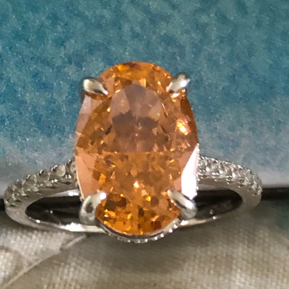 NWOT Sterling Silver Orange Crushed Ice Crystal Ring